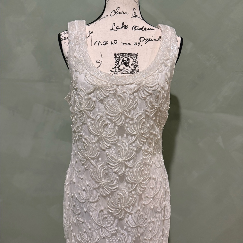 Vintage Scala White Beaded Maxi Dress - Picture 3 of 12
